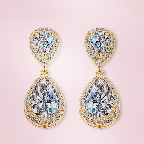 Brinco Noiva Pedra Zirconia Dourado Ou Prata Gota Debutante