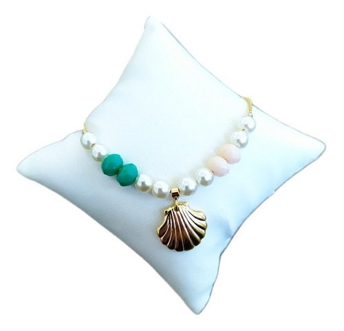 Pulseira Fundo Do Mar Pérola Concha Folheada Colorida Ajustá