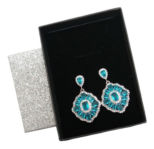 Brinco Pedra Zirconia Prata Azul Claro Madrinha 15 Anos formatura