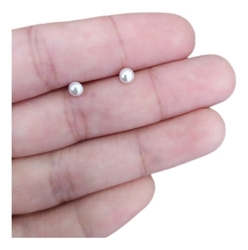 Brinco Meia Pérola Dourado  2 Furo Folheado Ouro Infantil