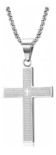 Corrente Masculina Pingete Cruz Aço Inox Prata Preta 60 Cm