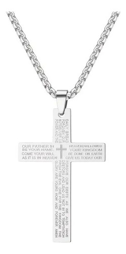 Corrente Masculina Aço Inox Pingete Cruz Preta Prata 60 Cm