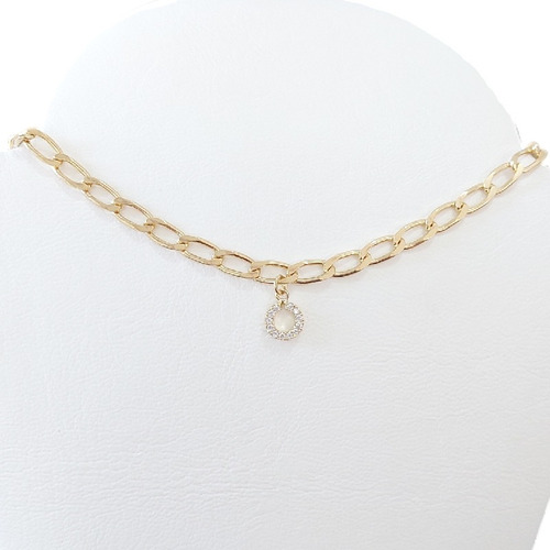 Colar Corrente Cartier Grossa Pingente Pedra Zirconia F Ouro