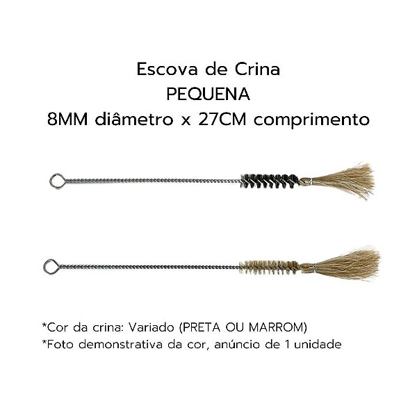 Escova de Crina (8MM x 27 CM comprimento) PRETA/MARROM