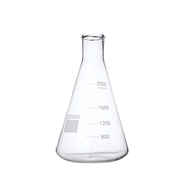 Erlenmeyer 2000mL em Vidro Graduado Boca Estreita