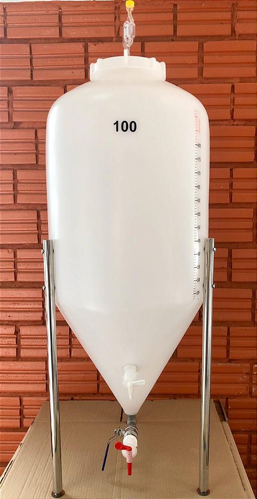 KIT COMPLETO: Fermentador Cônico Roto Plus Branco 100 Litros + ACESSÓRIOS + PÉ DE GELADEIRA