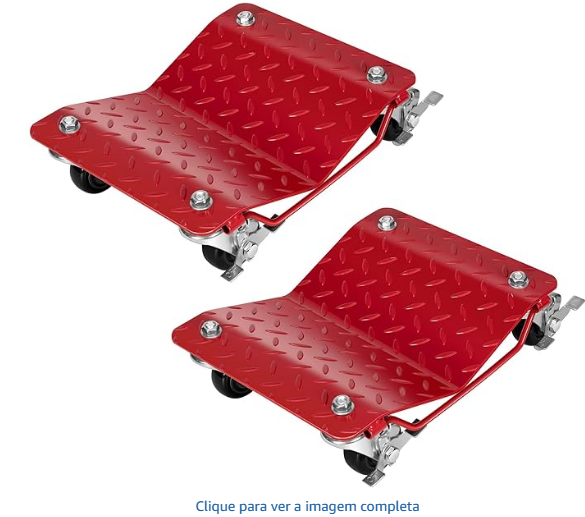 MOVIMENTADOR DE VEICULOS COM CAPACIDADE PARA CONFECIONADO EM CHAPA DE ACO CARBONO NA COR VERMELHA COM 4 RODIZIOS