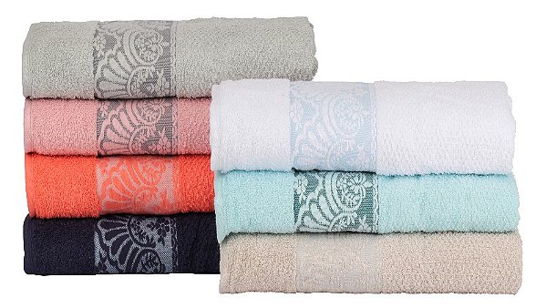 KIT TOALHA BANHO 3 PECAS BORDADA ,SORTIDO 70X140CM