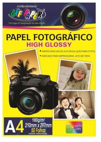 Pacote Papel Foto Fotográfico High Glossy 180g A4 Off Paper
