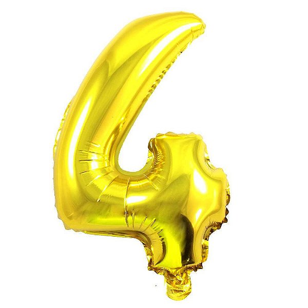 Balão Metalizado Número 4 Dourado Pequeno