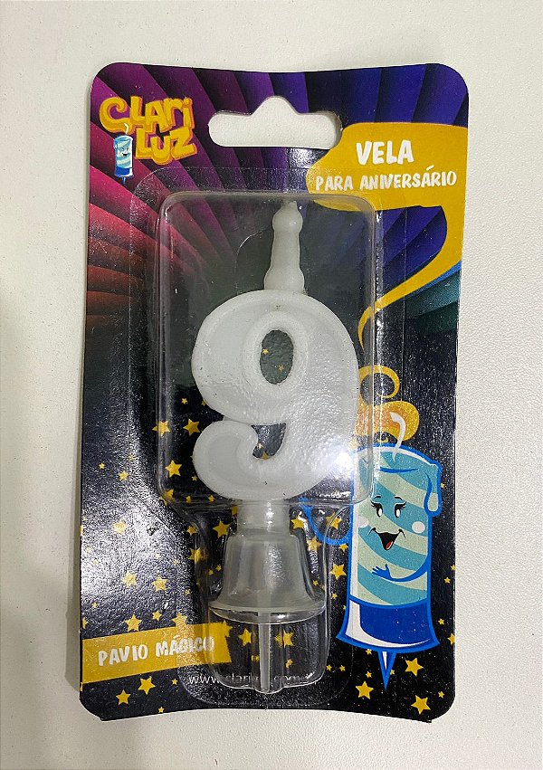 VELA PARA ANIVERSARIO BRANCO N 9