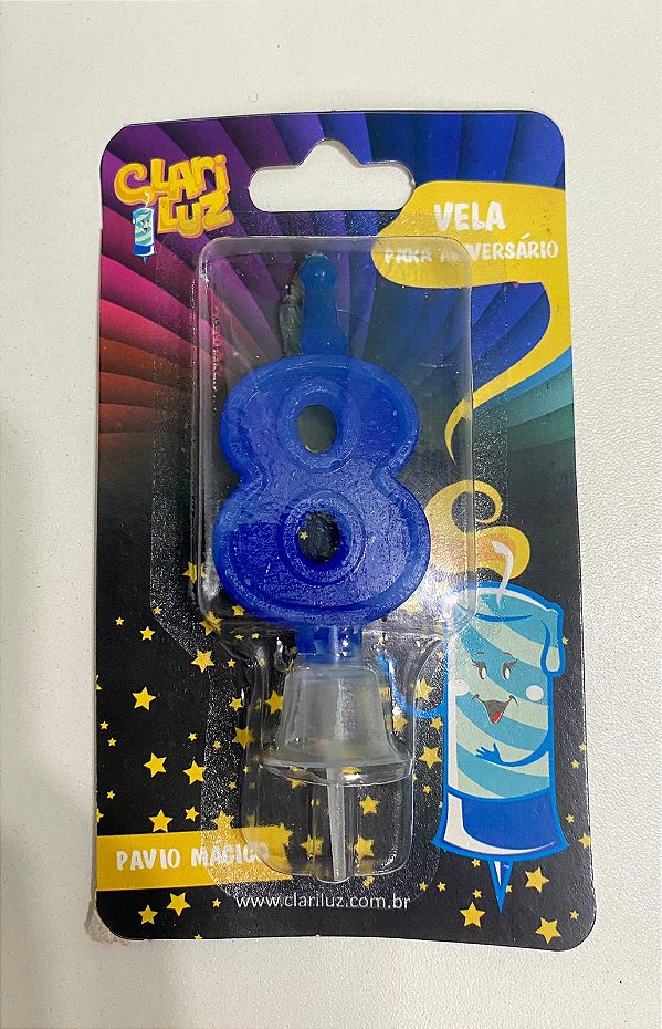 VELA PARA ANIVERSARIO AZUL N 8