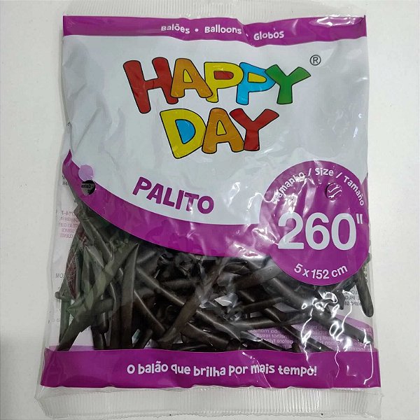 BALÃO HAPPY DAY PALITO C/50 MARROM