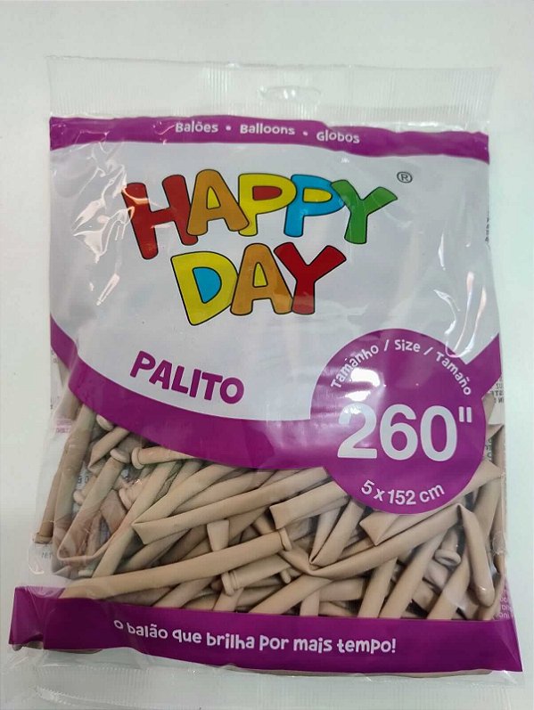 BALÃO HAPPY DAY PALITO C/50 BEGE