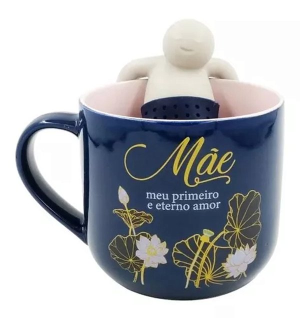 Caneca 350ml c Infusor p Cha Mae Eterno Amor Qualimais Presentes