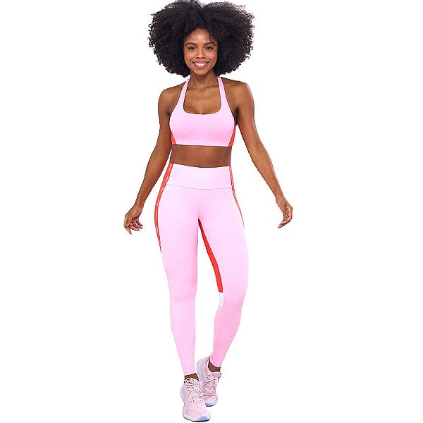 LEGGING HYPER RECORTES LOGO LATERAL CANDY PINK - ALTOGIRO - Keep Fitness -  Moda Fitness - Roupas Fitness