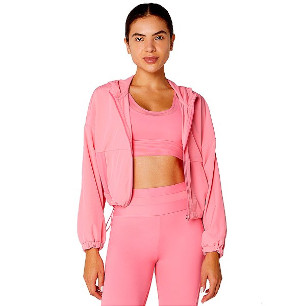 JAQUETA CORTA VENTO C/ CAPUZ E REGULAGEM ROSA BARBIE - ALTOGIRO