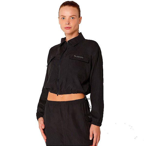 JAQUETA CROPPED COM ZIPER PRETO - ALTOGIRO