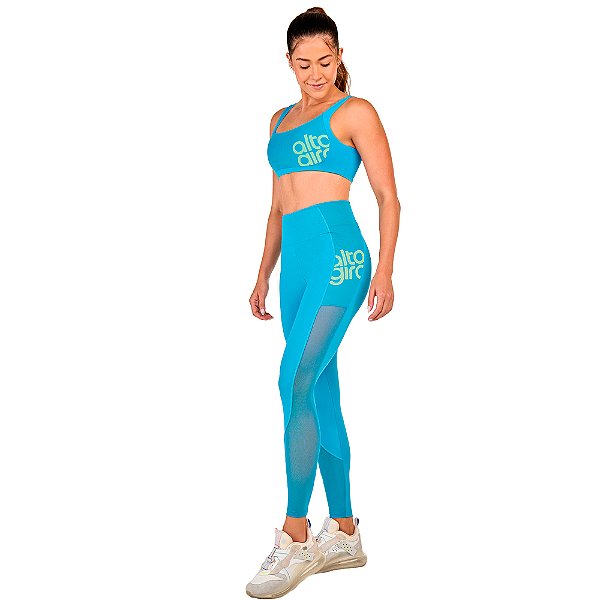 LEGGING TULE RECORTES E ESTAMPA AZUL LAGOA - ALTOGIRO