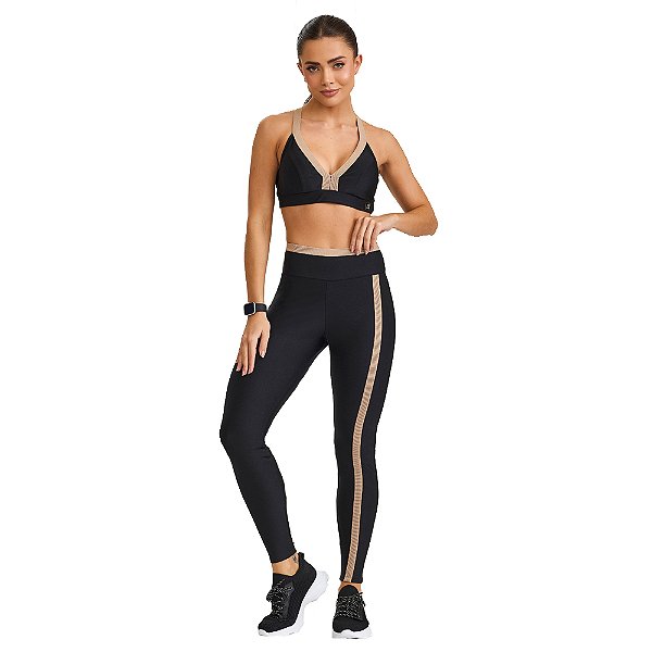 LEGGING EMPINA BUMBUM ATLANTA COM ELASTICO CANELADO PRETO - CAJUBRASIL