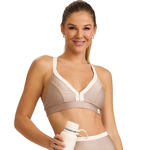 TOP ATLANTA DETALHE ELASTICO BEGE CHOCOLATE - CAJUBRASIL