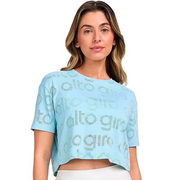 T-SHIRT CROPPED MESH ALTO GIRO AZUL PASTEL - ALTOGIRO