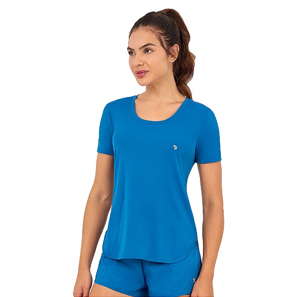 T-SHIRT ETERNA GOLA REDONDA ALONGADA AZUL CLASSICO - ALTOGIRO