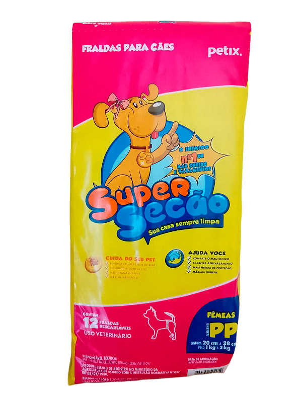 Fraldas Descartáveis Super Secão Para Fêmeas - Tamanho PP
