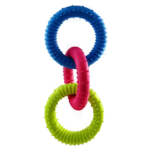 Brinquedo Argolas Triplas de Borracha Para Cães 18cm