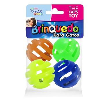 Brinquedo Bolinhas Plásticas Com Guizo Cat's Toy Para Gatos - 4 Unidades