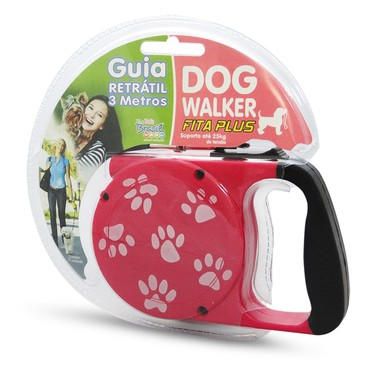 Guia Retrátil Dog Walker Fita Plus - 3 Metros - Rosa