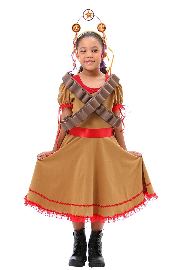 Roupa da Cangaceira Maria Bonita - ALGODÃO - COM ACESSÓRIOS -CANGAÇO -  Quimera Kids