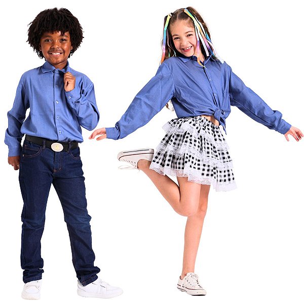 Camisa Jeans Festa Junina Camisa Festa Junina JEANS Quadrilha