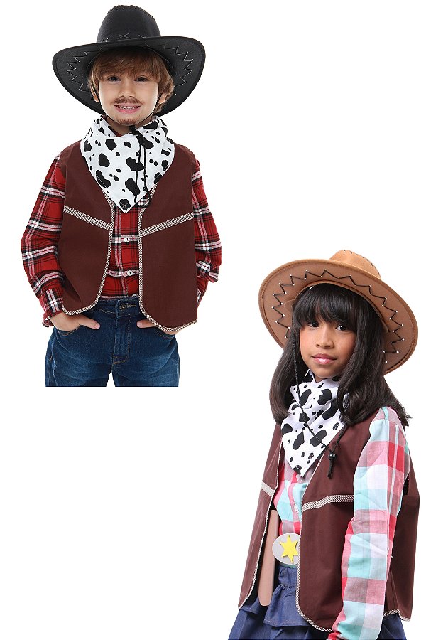 Roupa de Cowboy - colete e bandana - COUNTRY - Quimera Kids