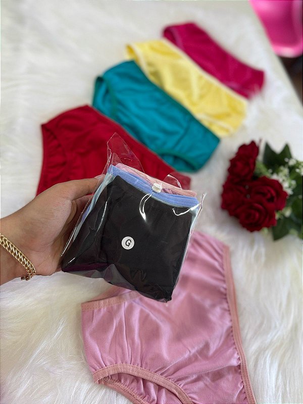 Kit de Calcinha infantil com 3 cores lisas