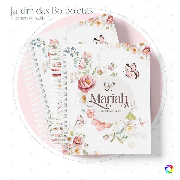 Caderneta de Saúde - Livro do Bebê - Jardim das Borboletas - Personalize