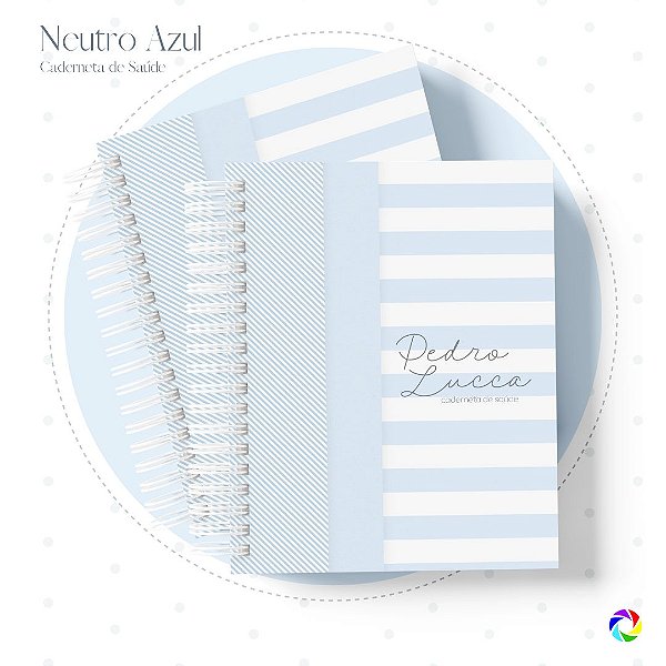 Caderneta de Saúde - Livro do Bebê - Neutro Azul - Personalize