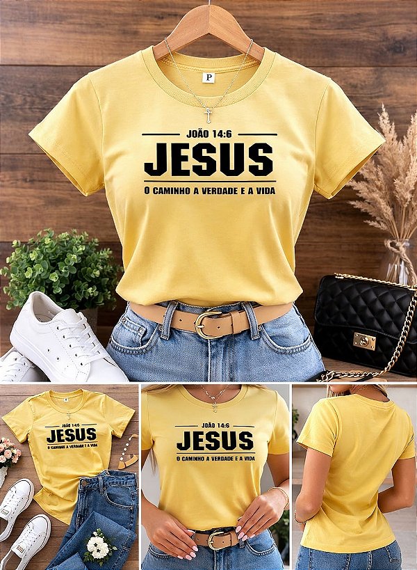 Baby look feminina, ideal para expressar sua fé com estilo e leveza no dia a dia. Confeccionada em tecido confortável, com ótimo caimento e estampa inspiradora que transmite personalidade e identidade cristã. Confira as cores disponív