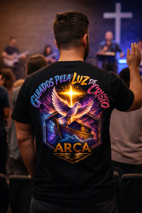 Camiseta Guiados pela Luz de Cristo Preta