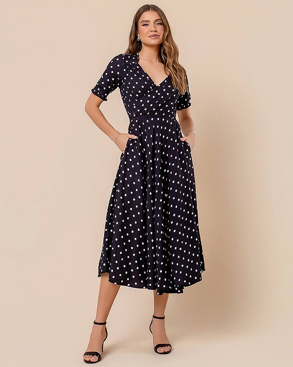 Vestido Kelly Poá - Preto