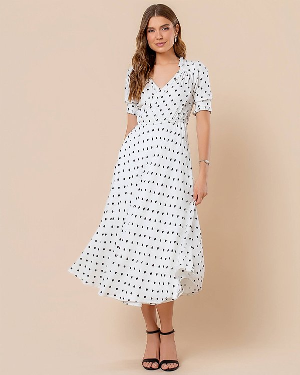 Vestido Kelly Poá - Off-White