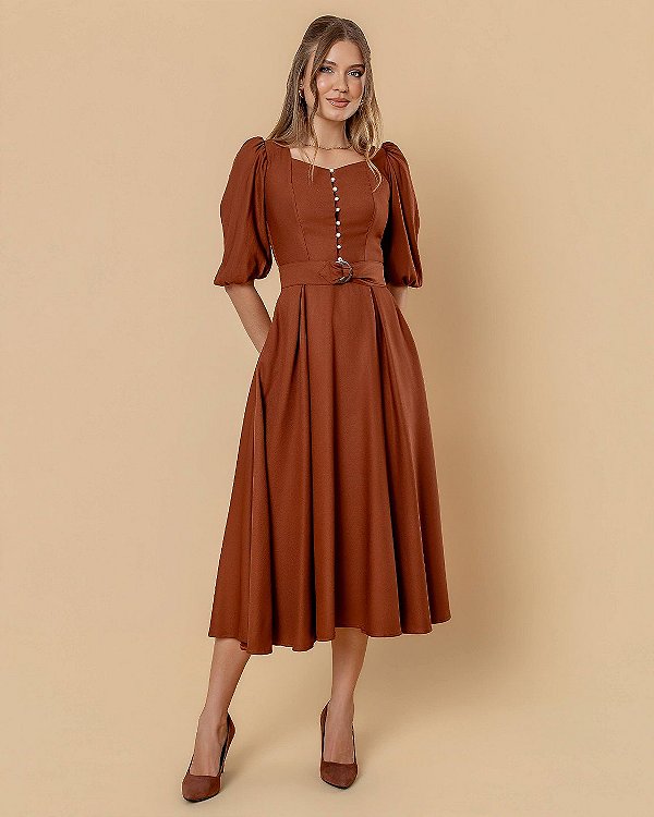 Vestido Liz - Marrom Chocolate