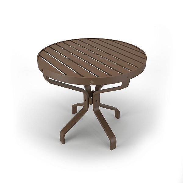 Mesa Lateral Alumínio Ripado Piscina jardim 63x63x58 Marrom
