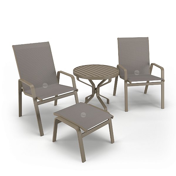 Conjunto de 2 Cadeiras Ripado Alumínio Fendi Tela Fendi