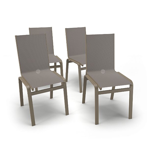 Kit 4 Cadeiras Jantar Gourmet Alumínio Fendi Tela Fendi