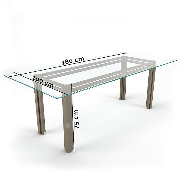 Mesa Gourmet 6 lugares 100x180x75cm Alumínio Fendi
