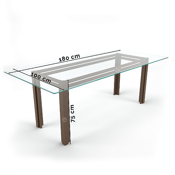 Mesa Gourmet 6 lugares 100x180x75cm Alumínio Marrom