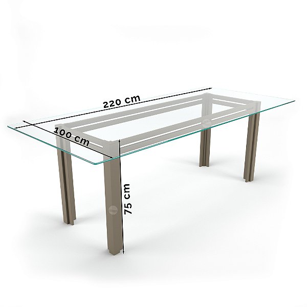 Mesa Gourmet 8 lugares 100x220x75cm Alumínio Fendi