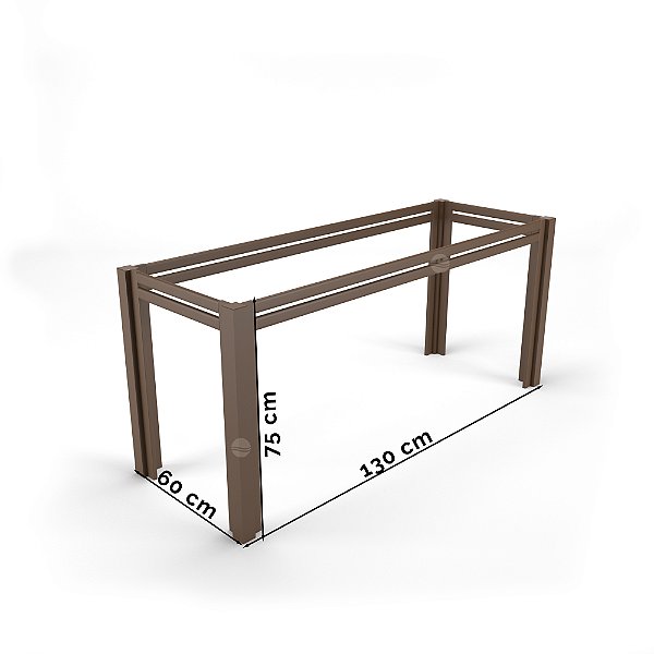 Base Gourmet 6 lugares sem tampo 60x130x75cm Alumínio Marrom
