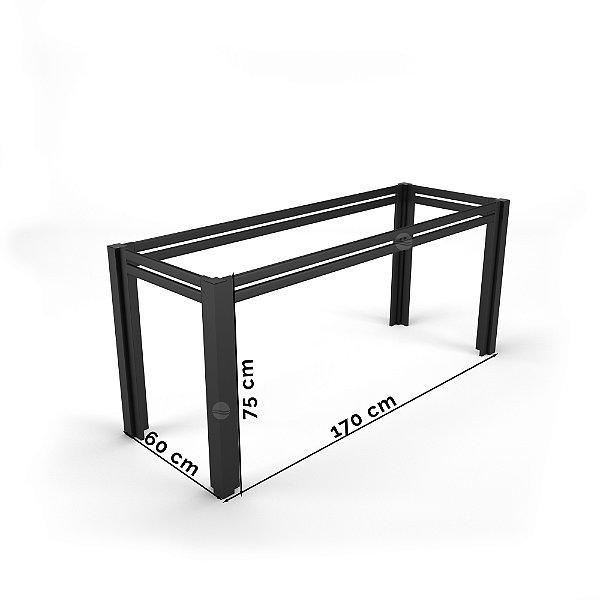 Base Gourmet 8 lugares sem tampo 60x170x75cm Alumínio Preto